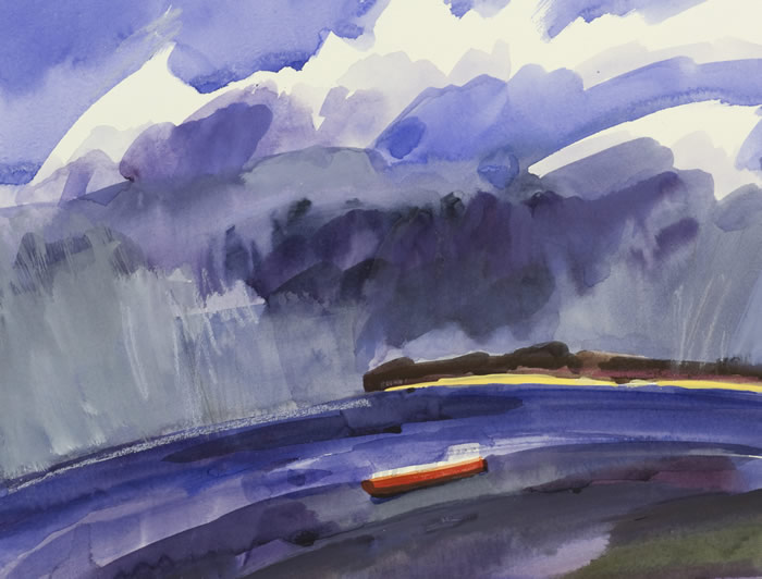 Ship in the Moray Firth watercolour